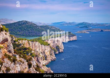 Cliffs of Telascica nature park on Dugi Otok island, Dalmatia archipelago of Croatia Stock Photo