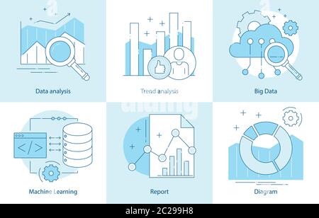 Vector illustration concept for business analysis, market research, product testing, data analysis. 