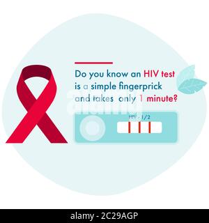 HIV test concept. Red ribbon. World AIDS Day. Stock Vector