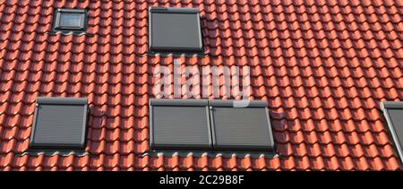 a house with new roof windows Stock Photo