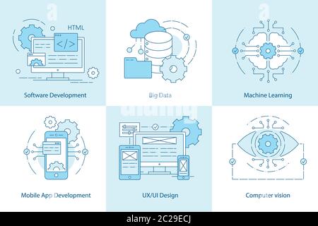 Computer icon set. Software Development vector concept Stock Vector