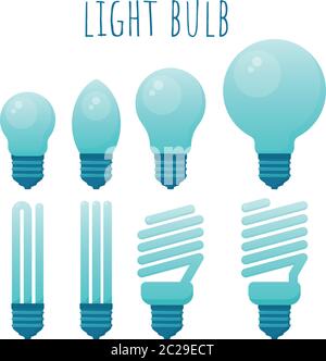 Vector flat icon set of light bulb. Stock Vector