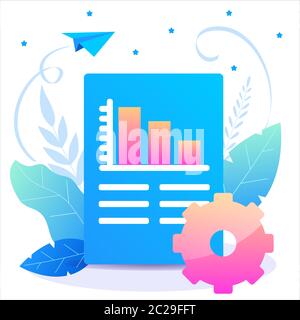 Blue vector Analytic report. Flat Concept for your business, presentation and site Stock Vector