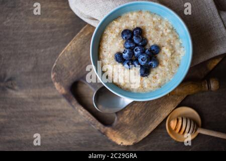 Traditional breakfast with oatmeals Stock Photo