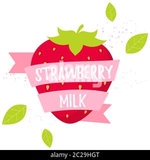 Strawberry milk vector illustration Kawaii illustration concept Stock Vector
