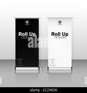 Roll up banner stand template. Abstract background for design, business, education, advertisement. Flyer, display, vector illustration Stock Vector