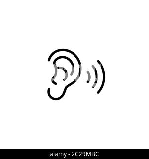 Ear icon line. Hearing symbol. Vector on isolated white background. Eps 10. Stock Vector