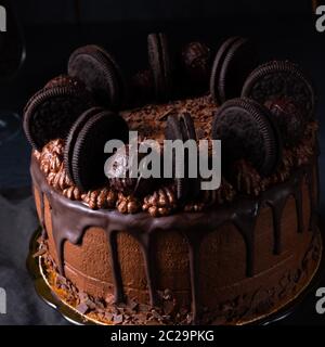 delicious chocolate pie with biscuits Stock Photo