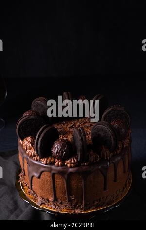 delicious chocolate pie with biscuits Stock Photo