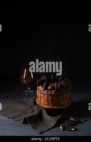 delicious chocolate pie with biscuits Stock Photo