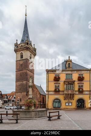 Kapellturm tower in Obernai, Alsace, France Stock Photo