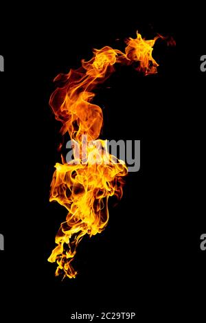 Burning flame isolated on black Stock Photo
