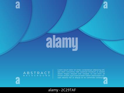 Geometric circle shape design abstract background blue color bright style with space for text. vector illustration. Stock Vector