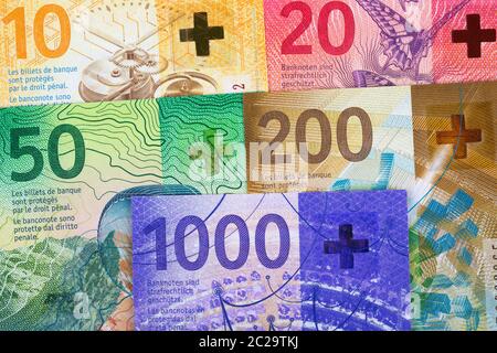 Swiss Francs, a business background Stock Photo