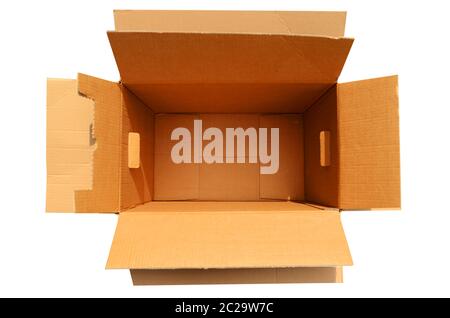 Opened brown carton and free space for logistics Stock Photo