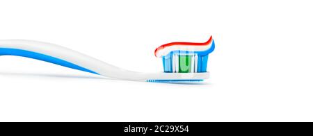 Toothpaste toothbrush isolated on white background. With clipping path Stock Photo