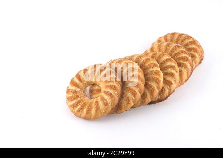 Cookie sugar at shape ring over white Stock Photo