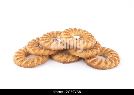 Cookie sugar at shape ring over white Stock Photo