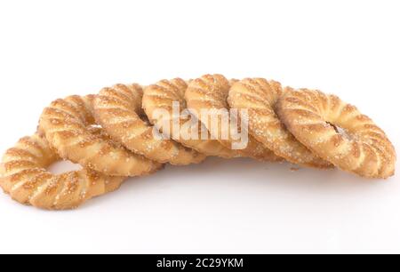 Cookie sugar at shape ring over white Stock Photo