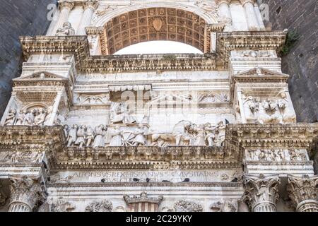 Castel Nuovo - The triumphal arch integrated into the castle. Stock Photo