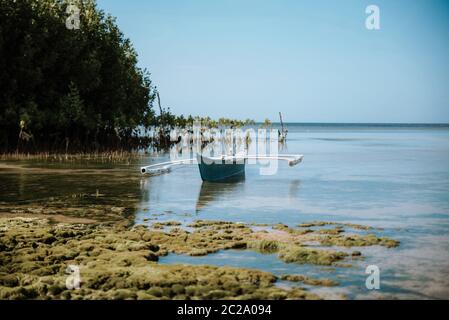 typical filipino boat on the bohol coast in the philippines Stock Photo