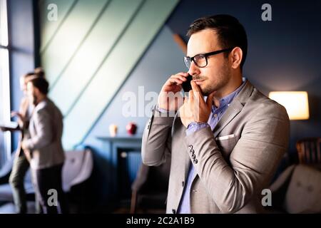 Businessman on the phone receiving bad news. Business, stress work concept Stock Photo