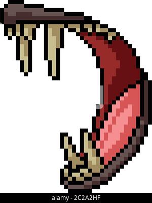 vector pixel art monster fang isolated cartoon Stock Vector Image & Art ...