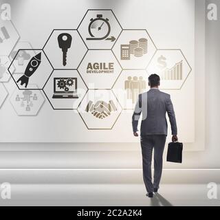 Businessman in agile software development concept Stock Photo