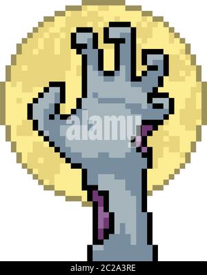 vector pixel art zombie hand isolated cartoon Stock Vector