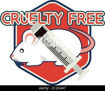 not tested on animals, cruelty free, no animal testing logo for doctor or clinic, vector illustration Stock Vector
