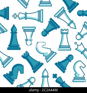 Chess seamless pattern. Texture with line chess pieces. Stock Vector
