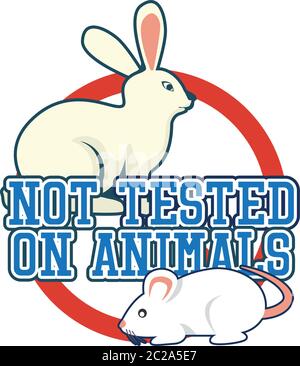 not tested on animals, cruelty free, no animal testing logo for doctor or clinic, vector illustration Stock Vector
