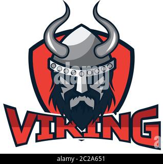 viking warrior logo isolated on white background, vector illustration Stock Vector