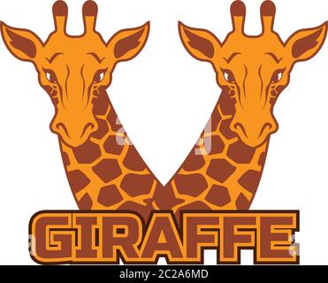 giraffe logo isolated on white background, vector illustration Stock Vector