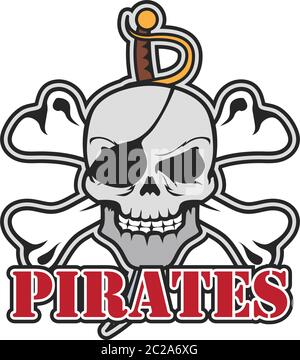 pirates skull icon isolated on white background, vector illustration Stock Vector