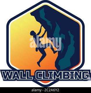 climbing wall sport logo, vector illustration Stock Vector