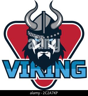 viking warrior logo isolated on white background, vector illustration Stock Vector