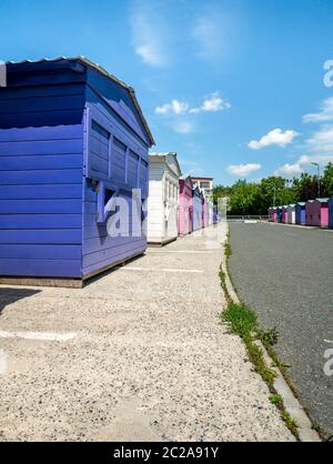 Colored small wooden houses used as food stands in Children's wo Stock Photo