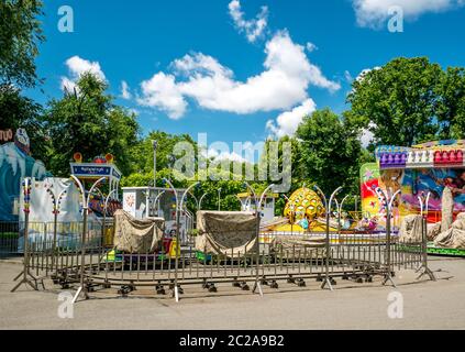 Bucharest/Romania - 03.06.2020: Closed attractions in Children's World Park, in Bucharest. Stock Photo