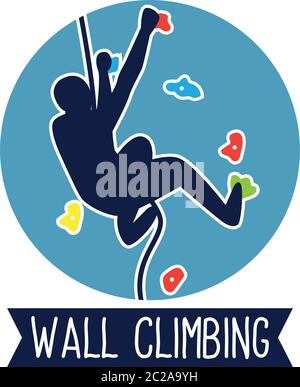 climbing wall sport logo, vector illustration Stock Vector