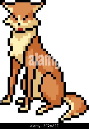 vector pixel art fox friendly isolated cartoon Stock Vector