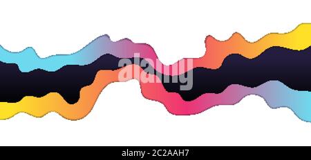 Abstract colorful wave layer on white background paper art style. 3d topography. Carving art. Vector illustration Stock Vector