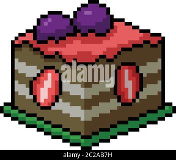 Vector Pixel Art Fancy Cake Snack Isolated Cartoon Stock Vector Image Art Alamy