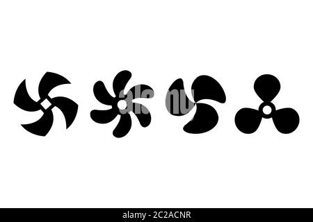 Propeller screw icons on white. Stock Vector