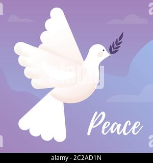 Dove of peace illustration. Flying bird. Peace concept. Christmas Dove. Stock Vector