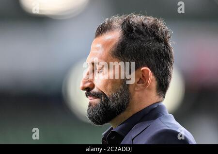 Bremen, Germany. 16th June, 2020. Football: Bundesliga, Werder Bremen - FC Bayern Munich, 32nd matchday at the Wohninvest Weser Stadium. Bayern sports director Hasan Salihamidzic closes his eyes before the soccer match. Credit: Martin Meissner/AP-Pool/dpa - IMPORTANT NOTE: In accordance with the regulations of the DFL Deutsche Fußball Liga and the DFB Deutscher Fußball-Bund, it is prohibited to exploit or have exploited in the stadium and/or from the game taken photographs in the form of sequence images and/or video-like photo series./dpa/Alamy Live News Stock Photo