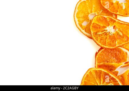 dried orange slices isolated on white background . top view Stock Photo