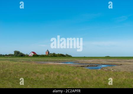 North Sea island of Neuwerk in the Wadden Sea, Federal State of Hamburg, UNESCO World Heritage, National Park Zone I, North Germany, Europe Stock Photo