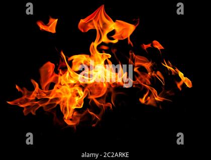 Fire flames isolated on black background Stock Photo