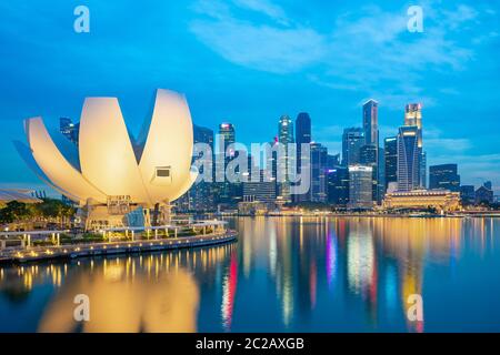 Singapore cityscape at night in Singapore city. Stock Photo